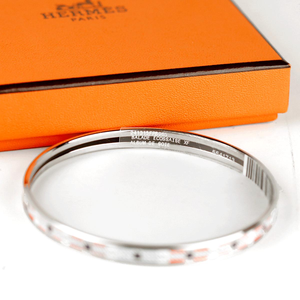 Hermes Bracelet Enamel Palladium Silver 65 Narrow | Bangle SHW