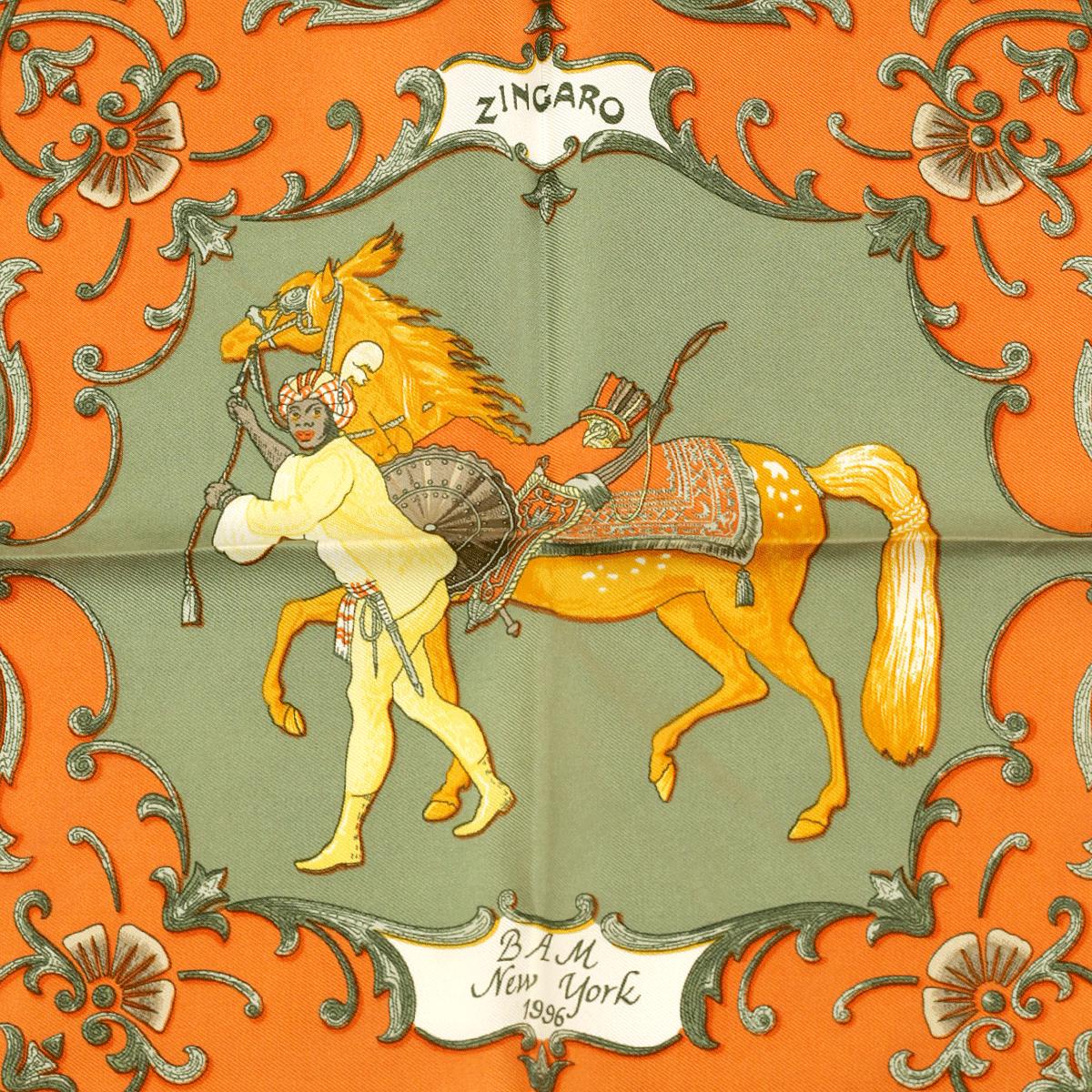 Hermes Scarf 45cm "Zingaro" by Christiane Vauzelles Silk Gavroche | LTD Ed. for Brooklyn Academy of Music
