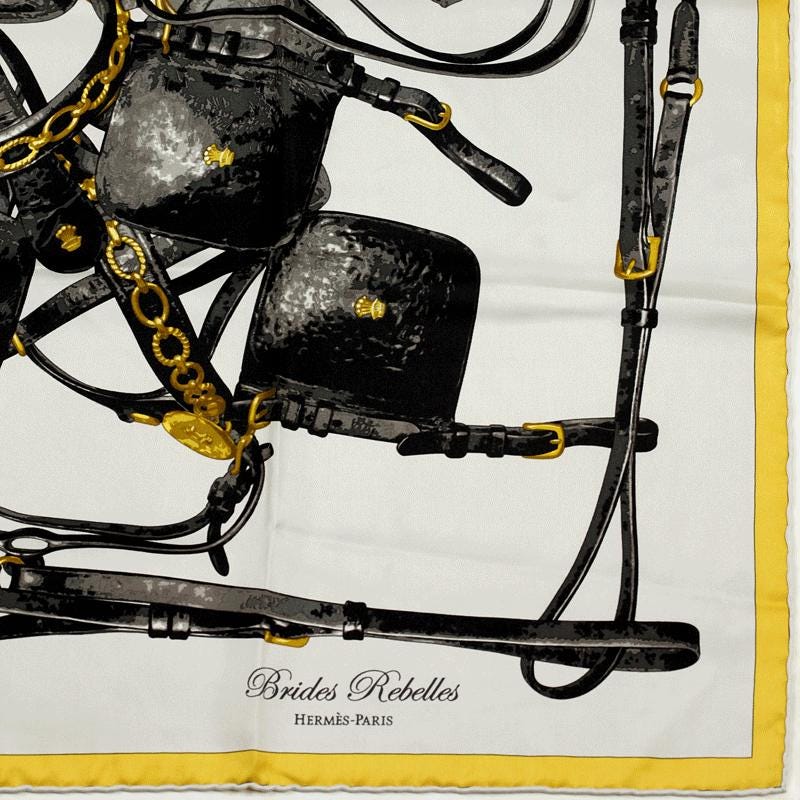 Hermes Scarf "Brides Rebelles" by Benoit Pierre Emery 90cm Silk