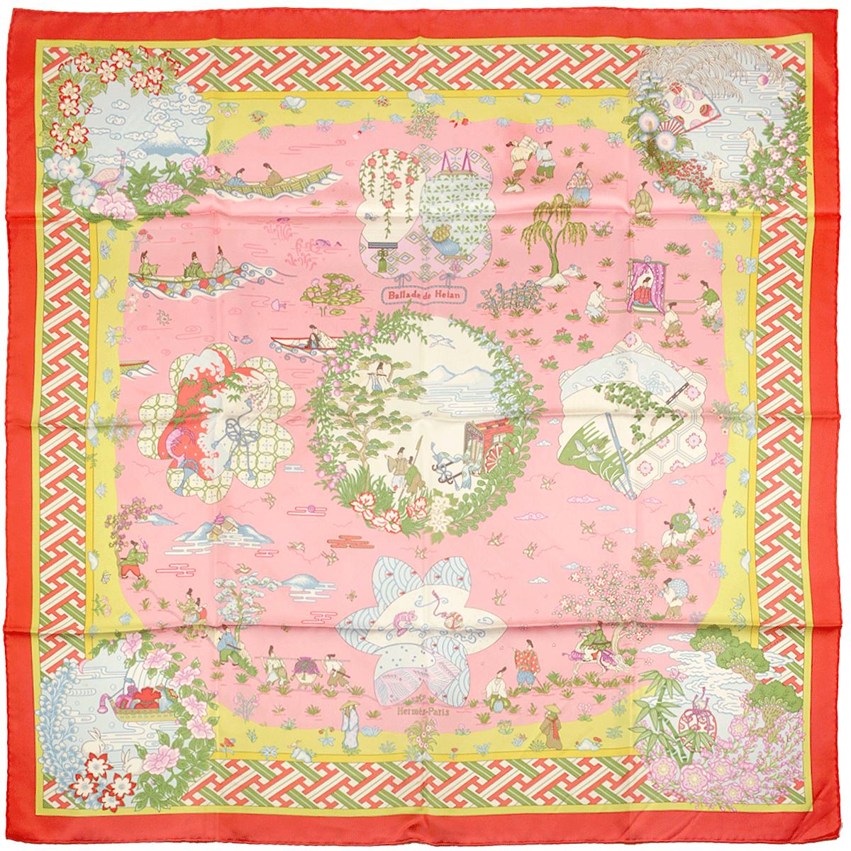 Hermes Scarf "Ballade de Heian" by Natsuno Hidaka 90cm Silk | Grail