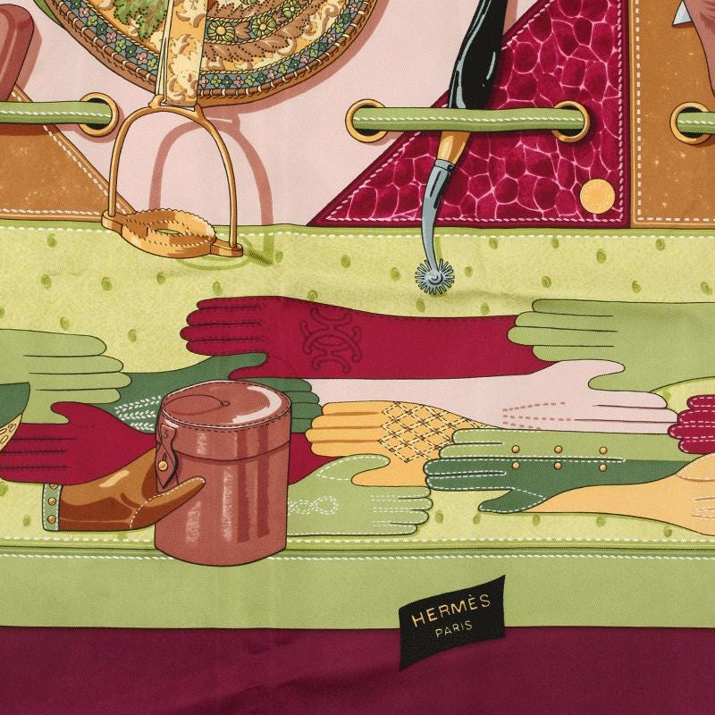 Hermes Scarf "Tout Cuir" by Caty Latham 90cm Silk | Foulard Carre