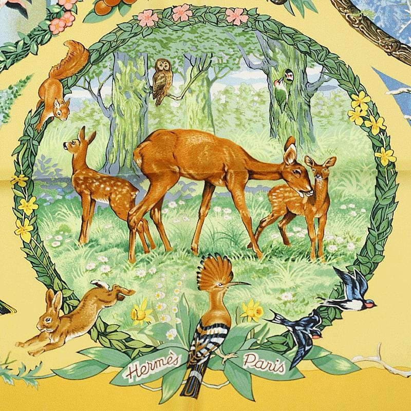 Hermes Scarf "Les Quatre Saisons" by Robert Dallet 90cm Silk | Carre Foulard