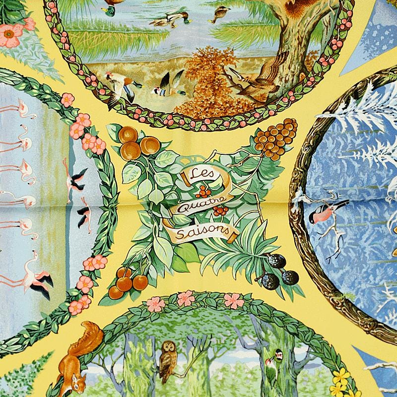 Hermes Scarf "Les Quatre Saisons" by Robert Dallet 90cm Silk | Carre Foulard