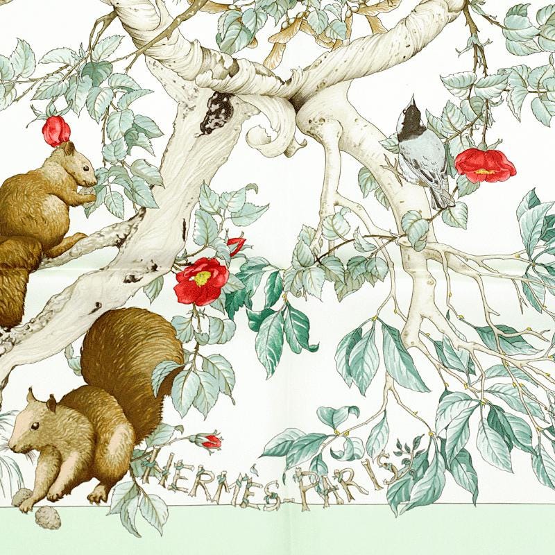 Hermes Scarf "Au Coeur des Bois" by Zoe Pauwels 90cm Silk | Carre Foulard