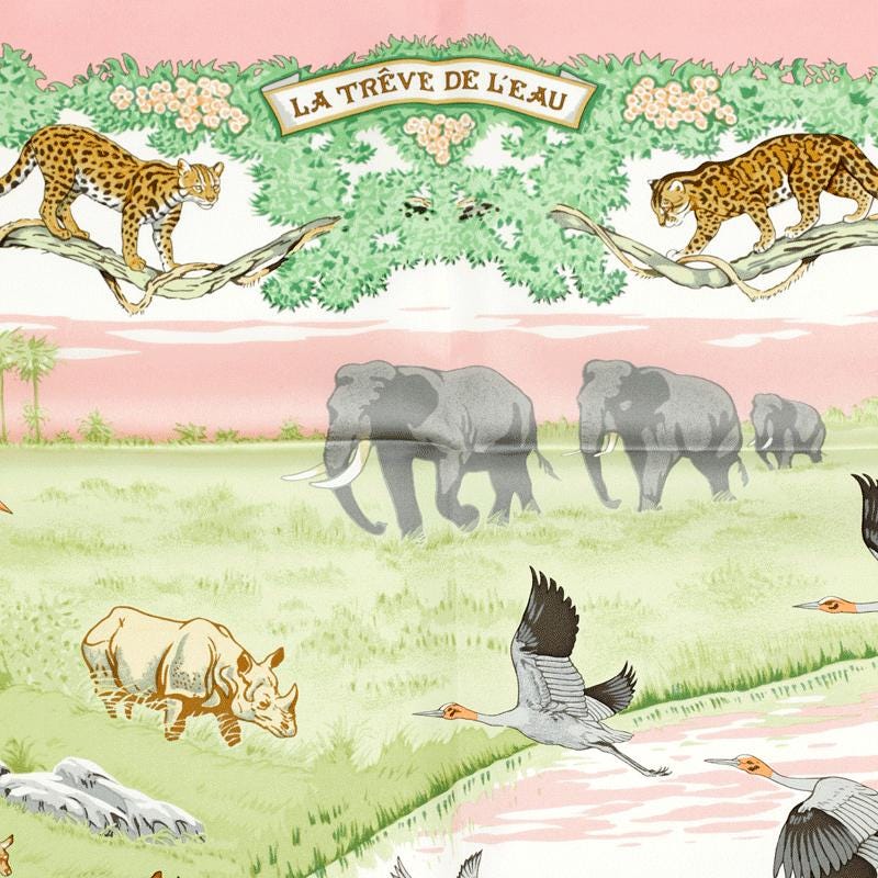 Hermes Scarf "La Treve de l'Eau" by Robert Dallet 90cm Silk | Carre Foulard