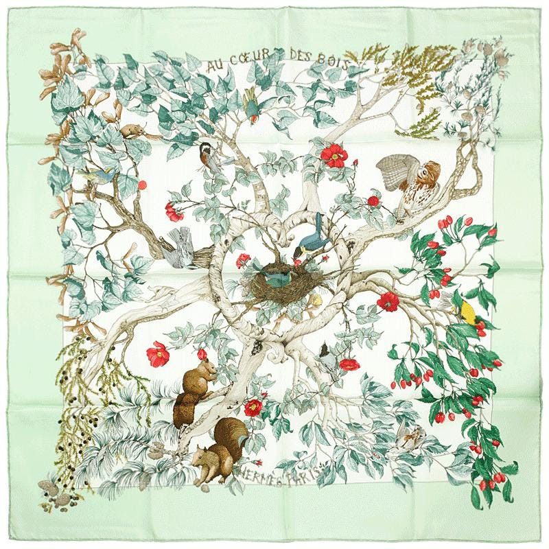 Hermes Scarf "Au Coeur des Bois" by Zoe Pauwels 90cm Silk | Carre Foulard