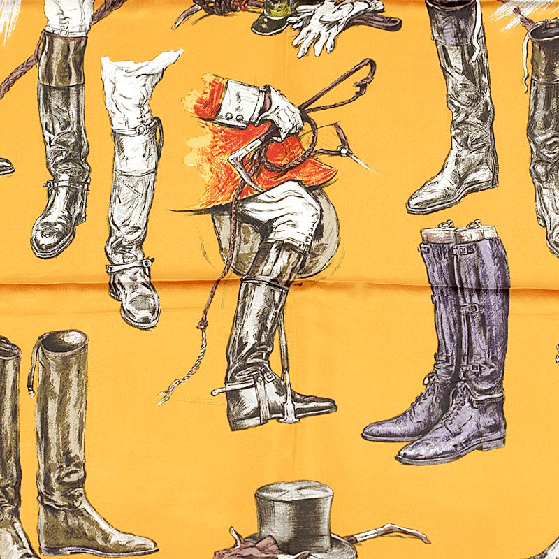 Hermes Scarf "Propos de Bottes" by Xavier De Poret 90cm Silk | Carre Foulard