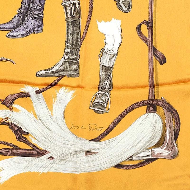 Hermes Scarf "Propos de Bottes" by Xavier De Poret 90cm Silk | Carre Foulard