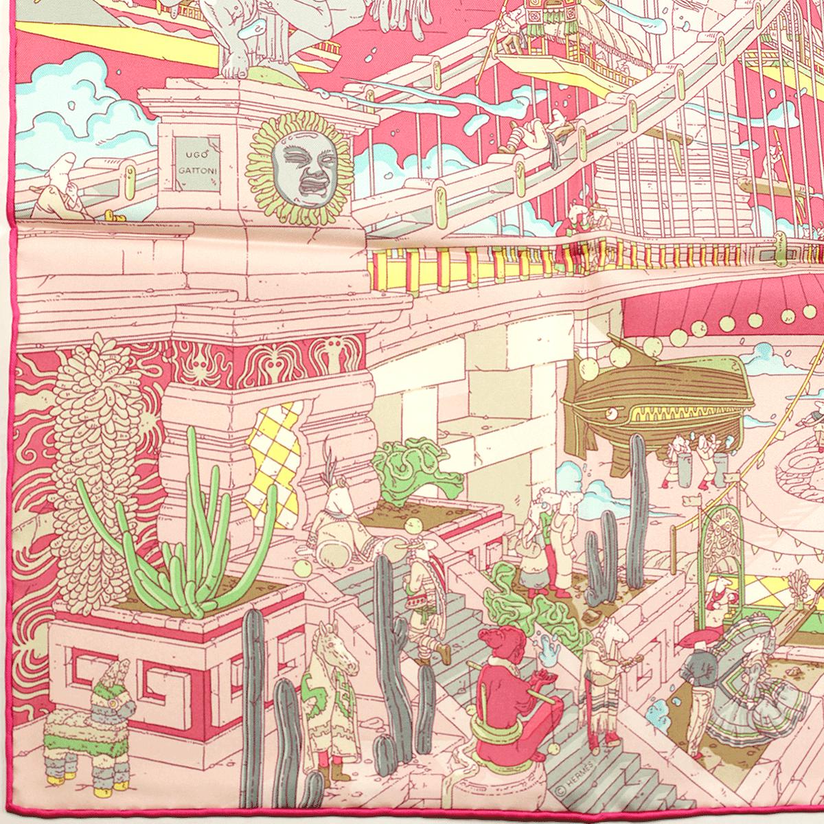 Hermes Scarf "Legende du Cheval a Plumes" by Ugo Gattoni 90cm Silk | Foulard Carre