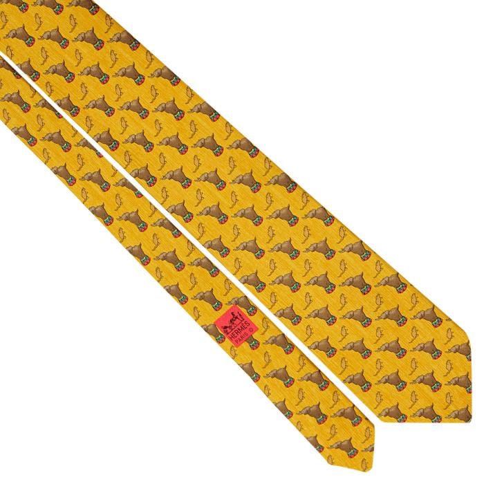Hermes Men's Silk Tie Whimsical Circus Elephants Pattern 7681 | Necktie Cravate