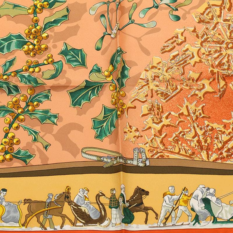 Hermes Scarf Jacquard "Neige d'Antan" by Caty Latham 90cm Silk | Carre Foulard