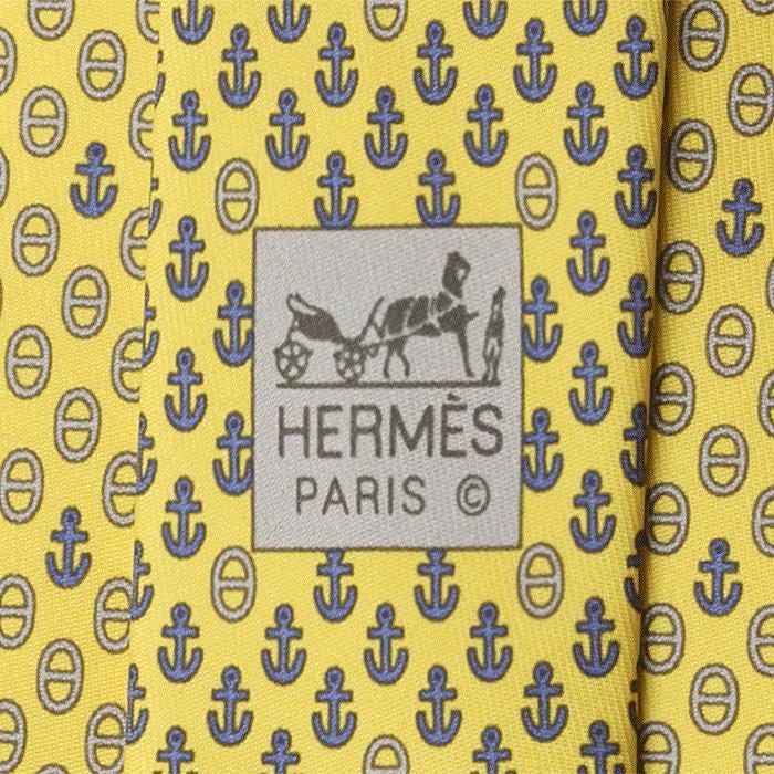 Hermes Men's Silk Tie Geometric Anchors Pattern 625683 | Necktie Cravate