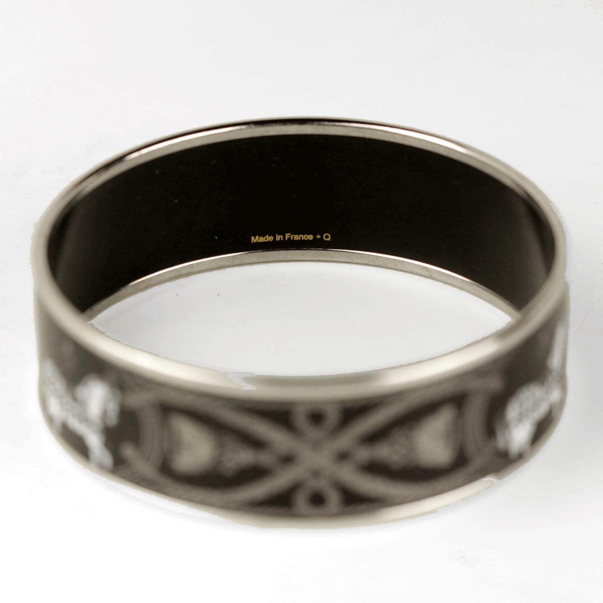Hermes Bracelet 70 Wide Enamel Palladium Silver Grand Apparat