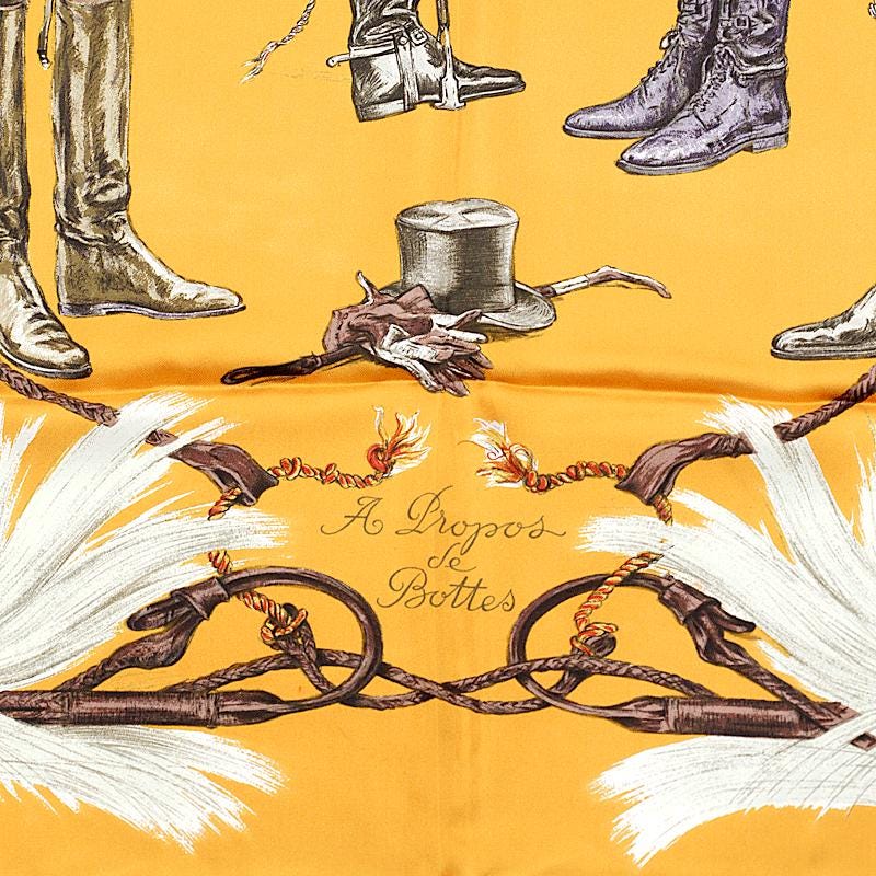 Hermes Scarf "Propos de Bottes" by Xavier De Poret 90cm Silk | Carre Foulard