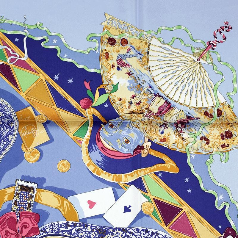 Hermes Scarf "Au Clair de la Lune" by Sandra Laroche 90cm Silk | Carre Foulard
