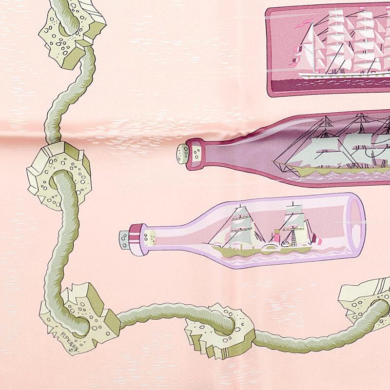 エルメス スカーフ カレ90 Bouteilles a la Mer ピンク Hermes Scarf 
