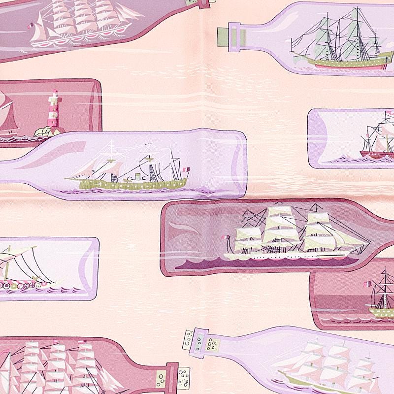 エルメス スカーフ カレ90 Bouteilles a la Mer ピンク Hermes Scarf 