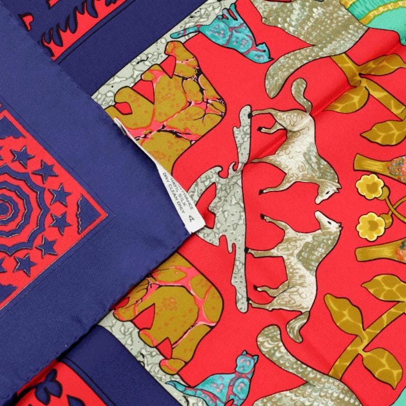 Hermes Scarf "Early America" by Françoise De La Perriere Vintage 90cm Silk