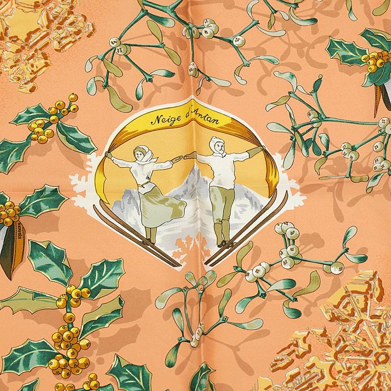 Hermes Scarf Jacquard "Neige d'Antan" by Caty Latham 90cm Silk | Carre Foulard