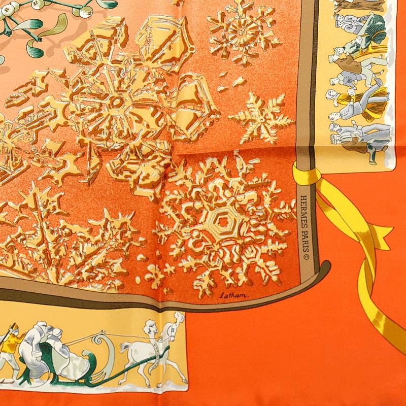 Hermes Scarf Jacquard "Neige d'Antan" by Caty Latham 90cm Silk | Carre Foulard