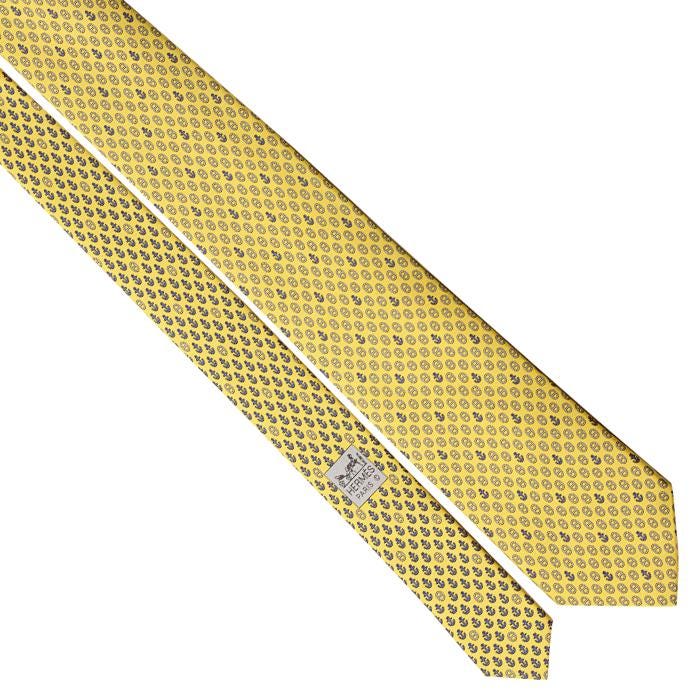 Hermes Men's Silk Tie Geometric Anchors Pattern 625683 | Necktie Cravate