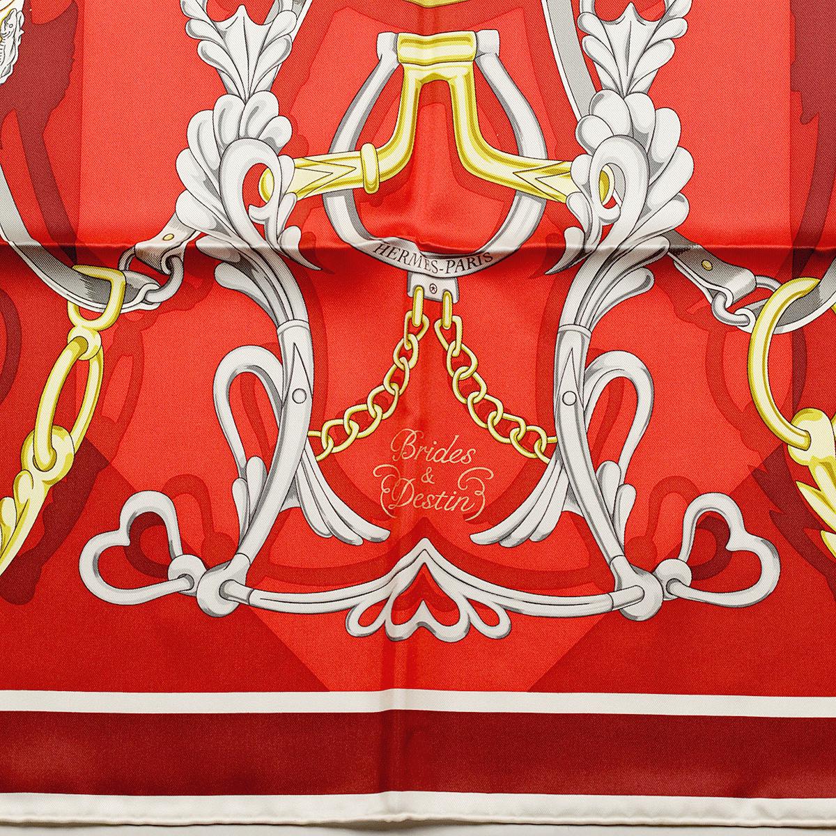 た*ら様 未使用　HERMES BRIDES ET DESTIN 可愛らしい花嫁 美品 エルメス スカーフ カレ90 シルク100% 可愛らしい花嫁 BRIDES ET