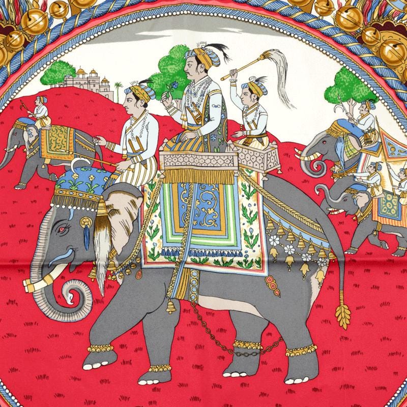 Hermes Scarf "Caparacons de la France et de l'Inde" by Philippe Ledoux 90cm Silk | Carre Foulard