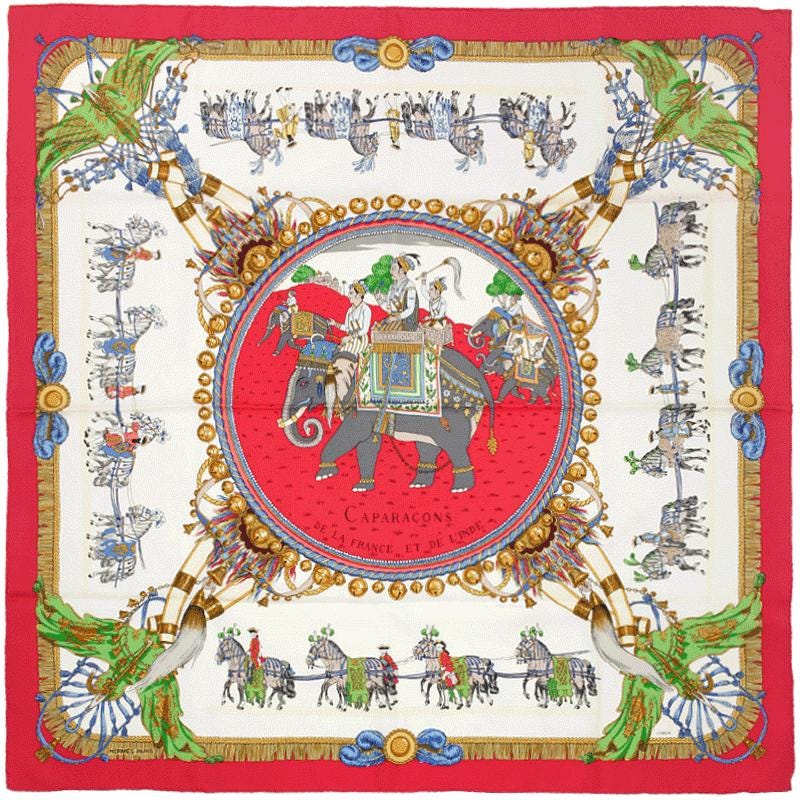 Hermes Scarf "Caparacons de la France et de l'Inde" by Philippe Ledoux 90cm Silk | Carre Foulard