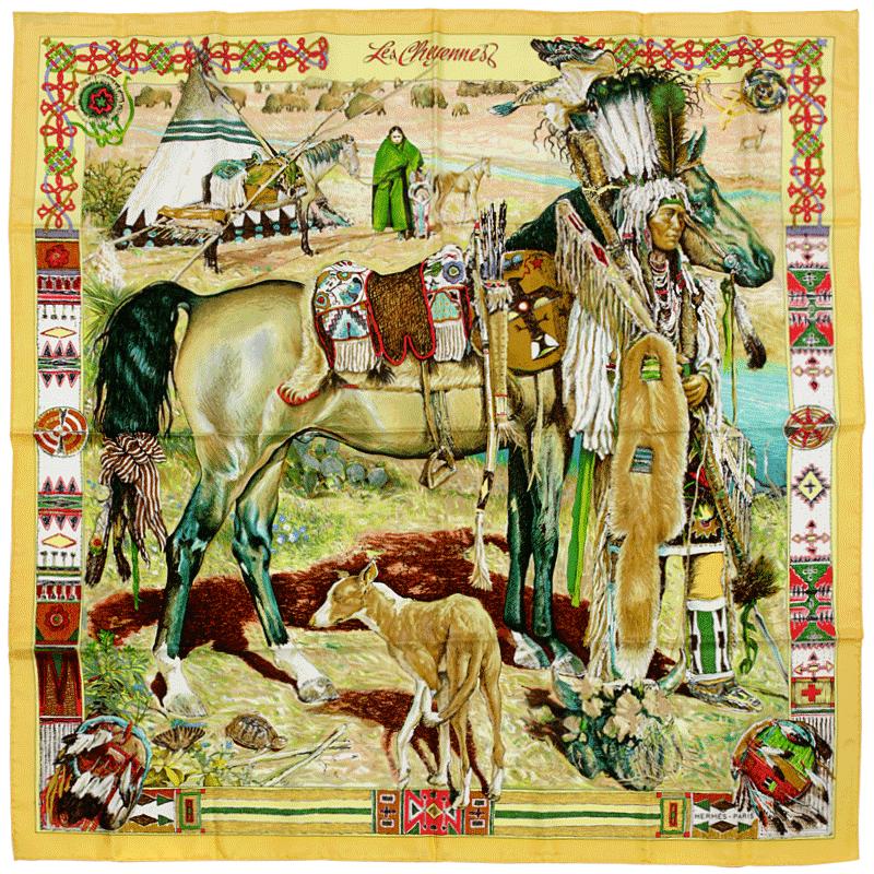 Hermes Scarf "Les Cheyennes" by Kermit Oliver 90cm Silk | Carre Foulard