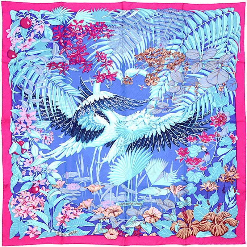 Hermes Scarf "Flamingo Party" by Laurence Bourthoumieux 90cm Silk | Carre Foulard