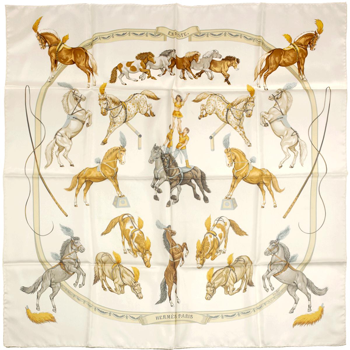 Hermes Scarf "En Piste" by Robert Dallet 90cm Silk | Foulard Carre