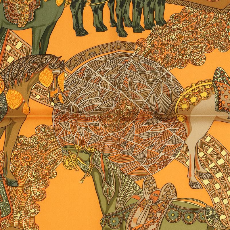 Hermes Scarf "Art des Steppes" by Annie Faivre 90cm Silk | Foulard Carre