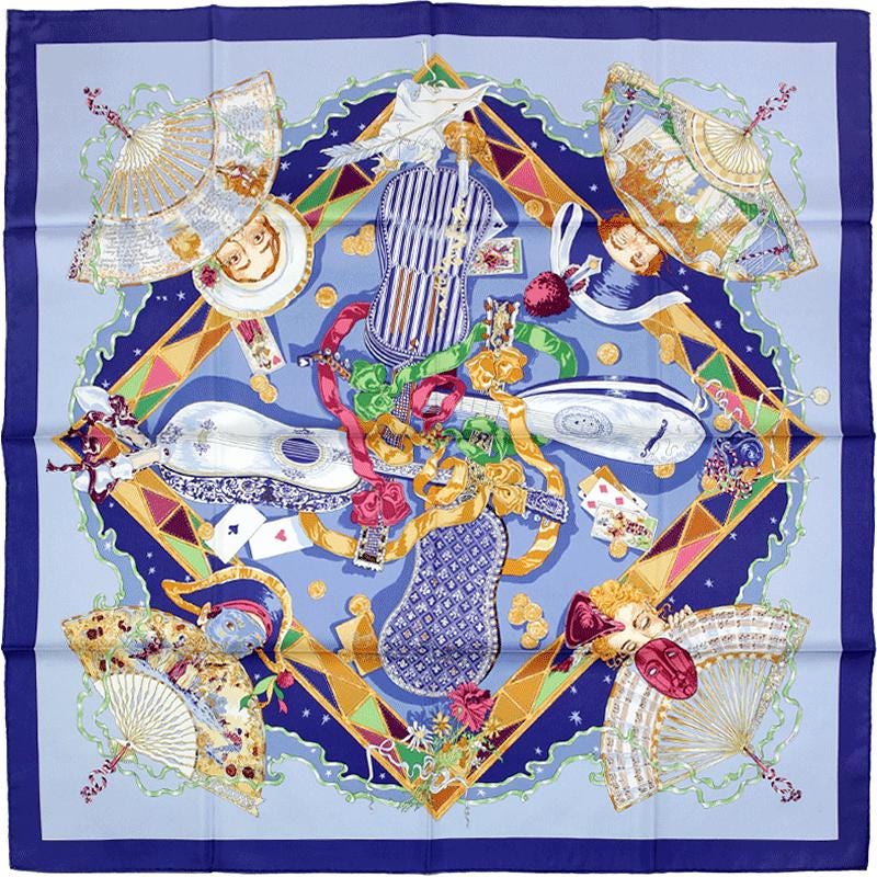 Hermes Scarf "Au Clair de la Lune" by Sandra Laroche 90cm Silk | Carre Foulard