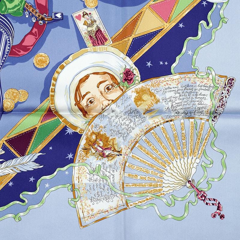 Hermes Scarf "Au Clair de la Lune" by Sandra Laroche 90cm Silk | Carre Foulard