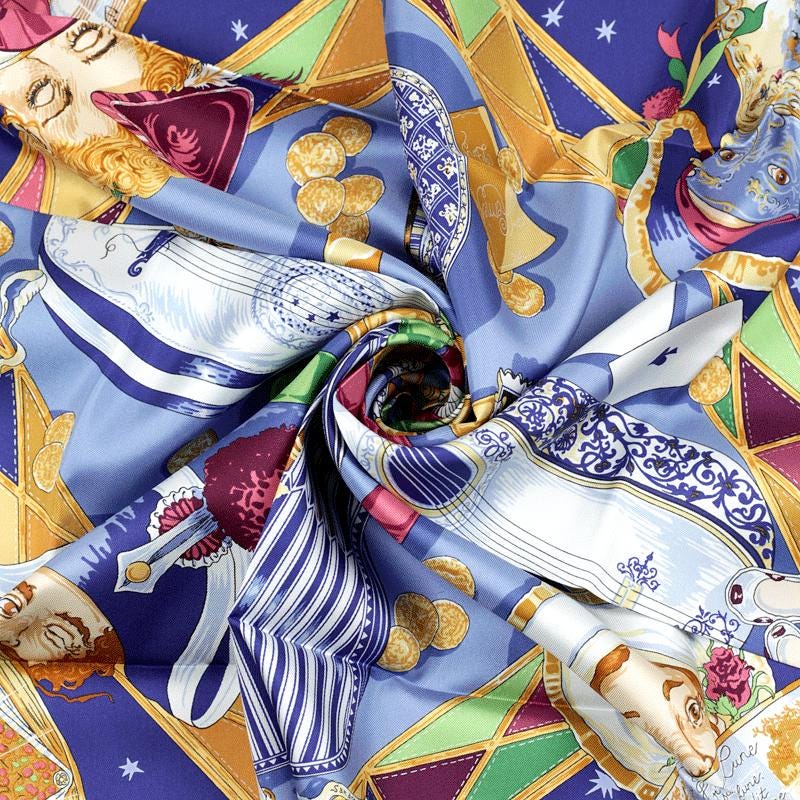 Hermes Scarf "Au Clair de la Lune" by Sandra Laroche 90cm Silk | Carre Foulard