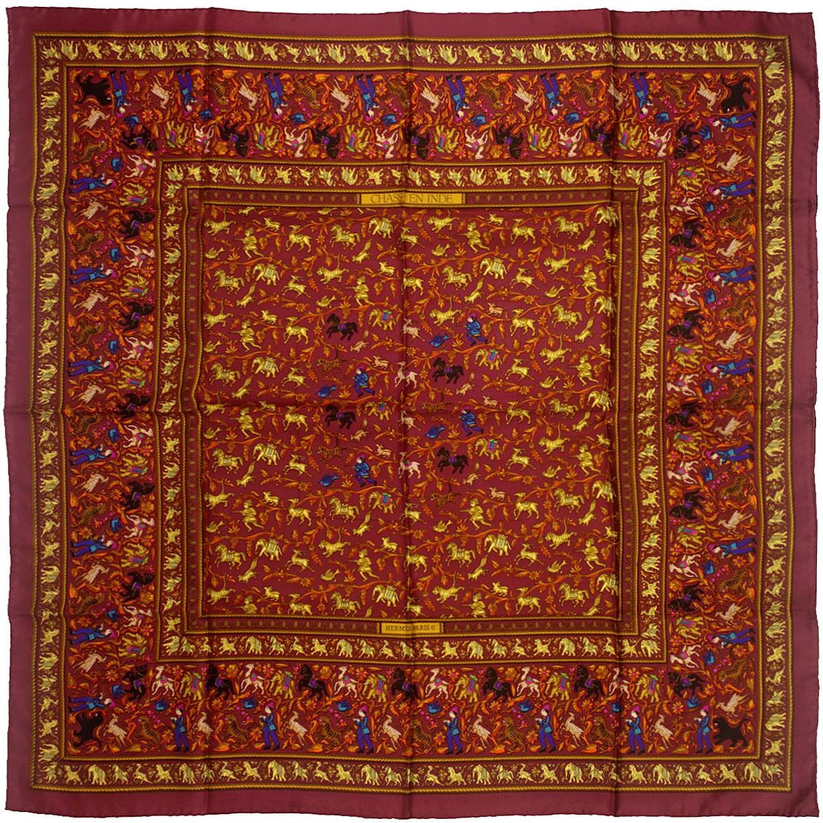 Hermes Scarf "Chasse en Inde" by Michel Duchene 90cm Silk | Carre Foulard