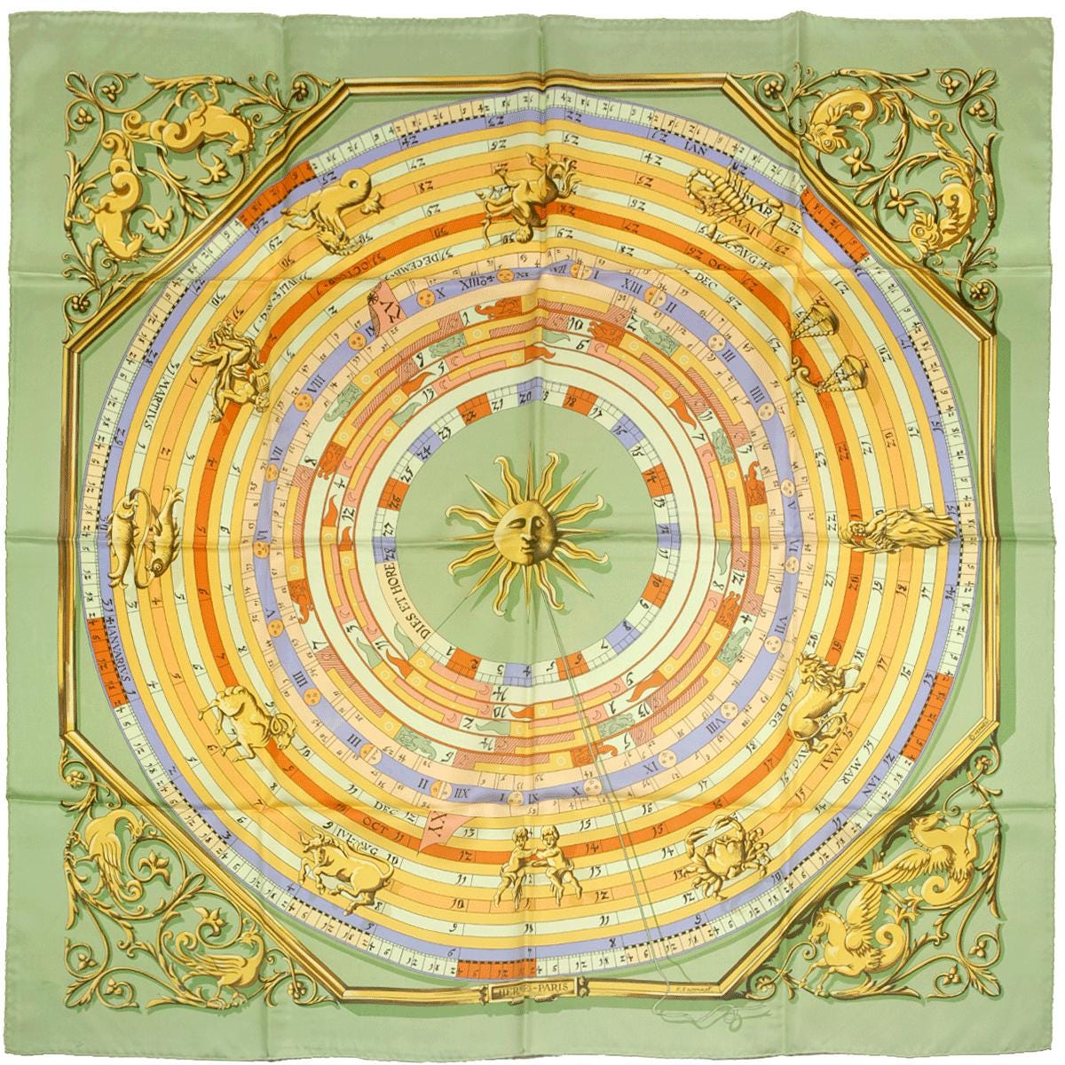 Hermes Scarf "Astrologie" by Françoise Façonnet Vintage 90cm Silk | Carre Foulard
