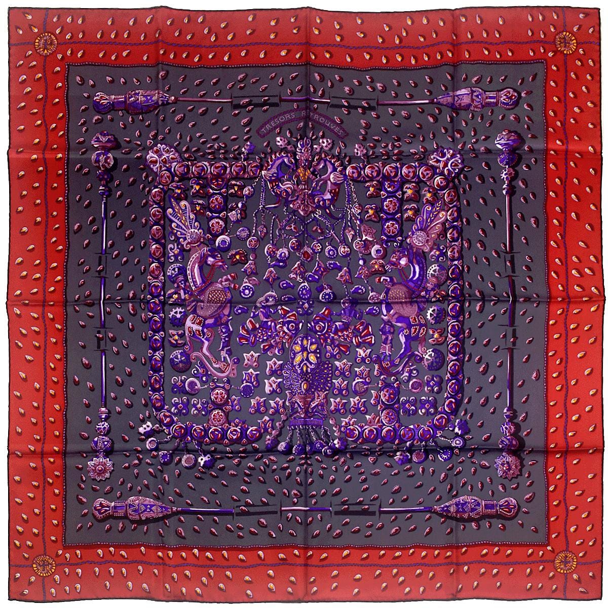 Hermes Scarf "Tresors Retrouves" by Annie Faivre 90cm Silk | Carre Foulard