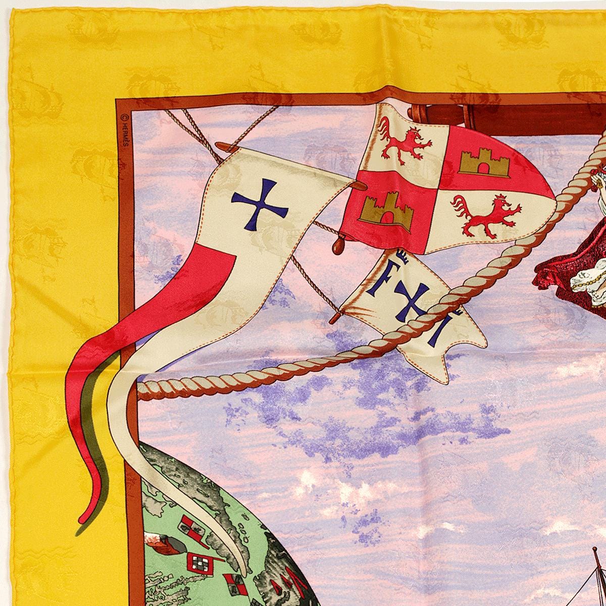 Hermes Scarf "Christophe Colomb Decouvre L'Amerique" by Carl De Parcevaux 90cm Silk | Carre Foulard