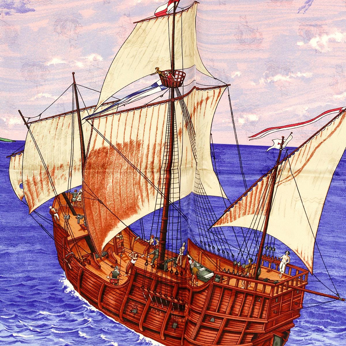 Hermes Scarf "Christophe Colomb Decouvre L'Amerique" by Carl De Parcevaux 90cm Silk | Carre Foulard