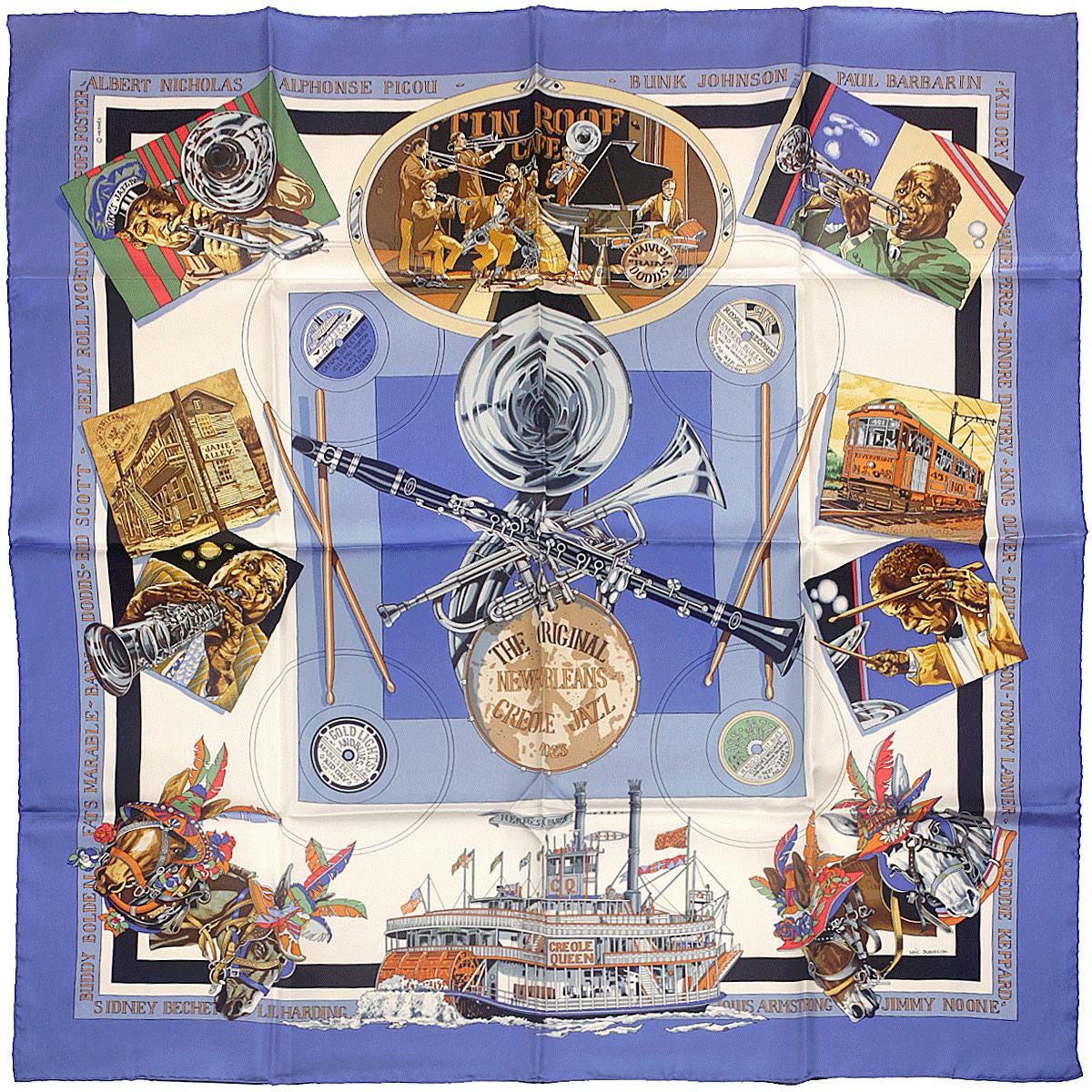 Hermes Scarf "New Orleans Creole Jazz" by Loic Dubigeon 90cm Silk | Carre