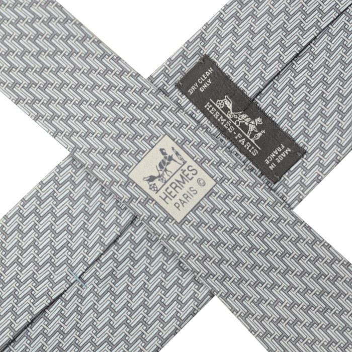 Hermes Men's Silk Tie H Geometric Pattern 605680 | Necktie Cravate