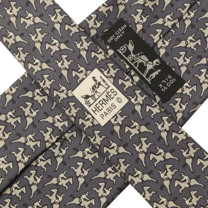 Hermes Men's Silk Tie Galloping Horses Pattern 5321 | Necktie Cravate