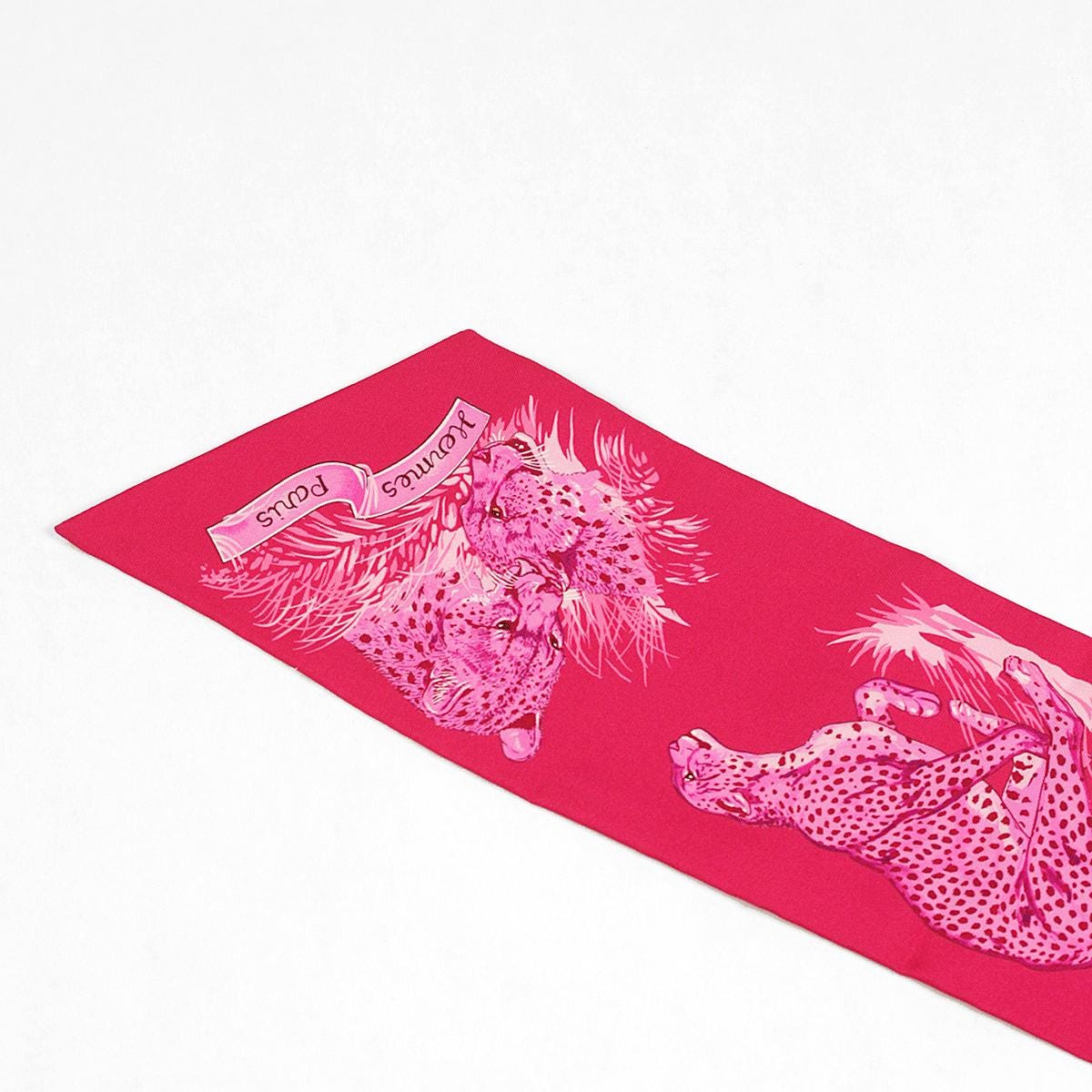 Hermes Scarf Maxi Twilly Slim "Guepards" by Robert Dallet Silk 10cm x 180cm | Carre Foulard