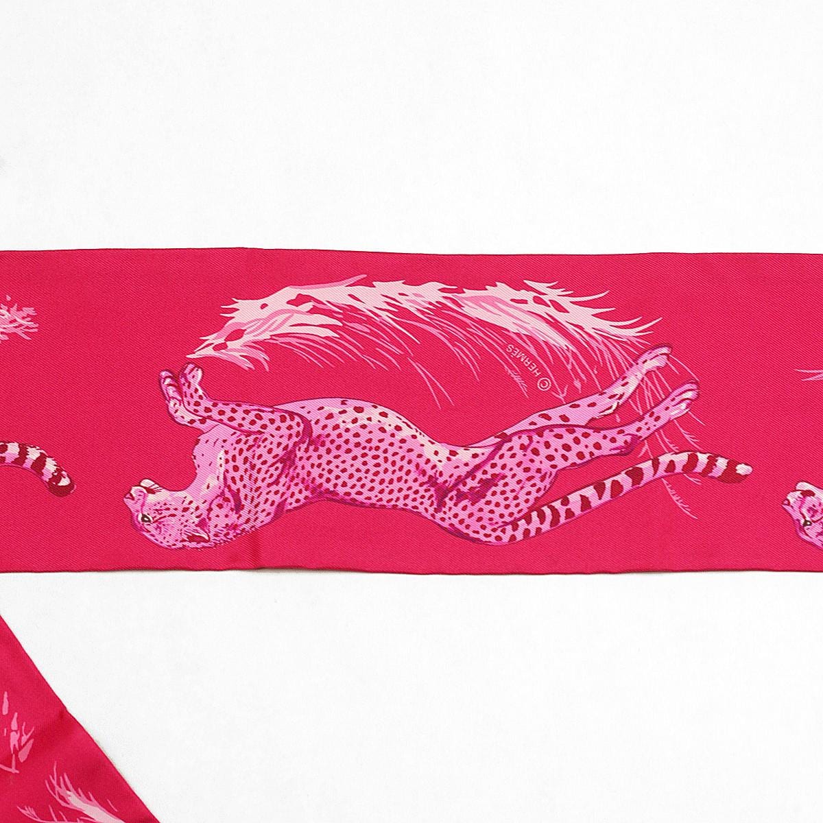 Hermes Scarf Maxi Twilly Slim "Guepards" by Robert Dallet Silk 10cm x 180cm | Carre Foulard