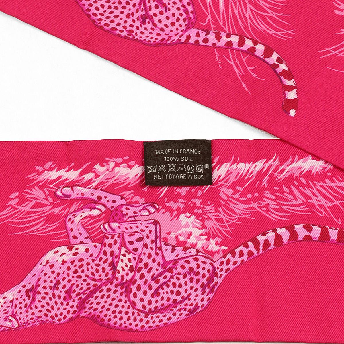 Hermes Scarf Maxi Twilly Slim "Guepards" by Robert Dallet Silk 10cm x 180cm | Carre Foulard