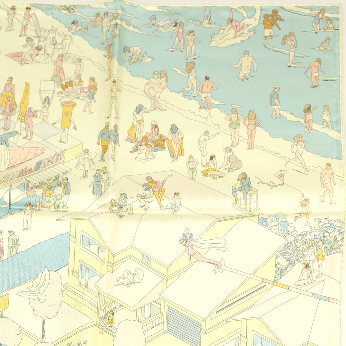 Hermes Scarf "On the Beach" by Ugo Bienvenu 90cm Silk | Foulard Carre