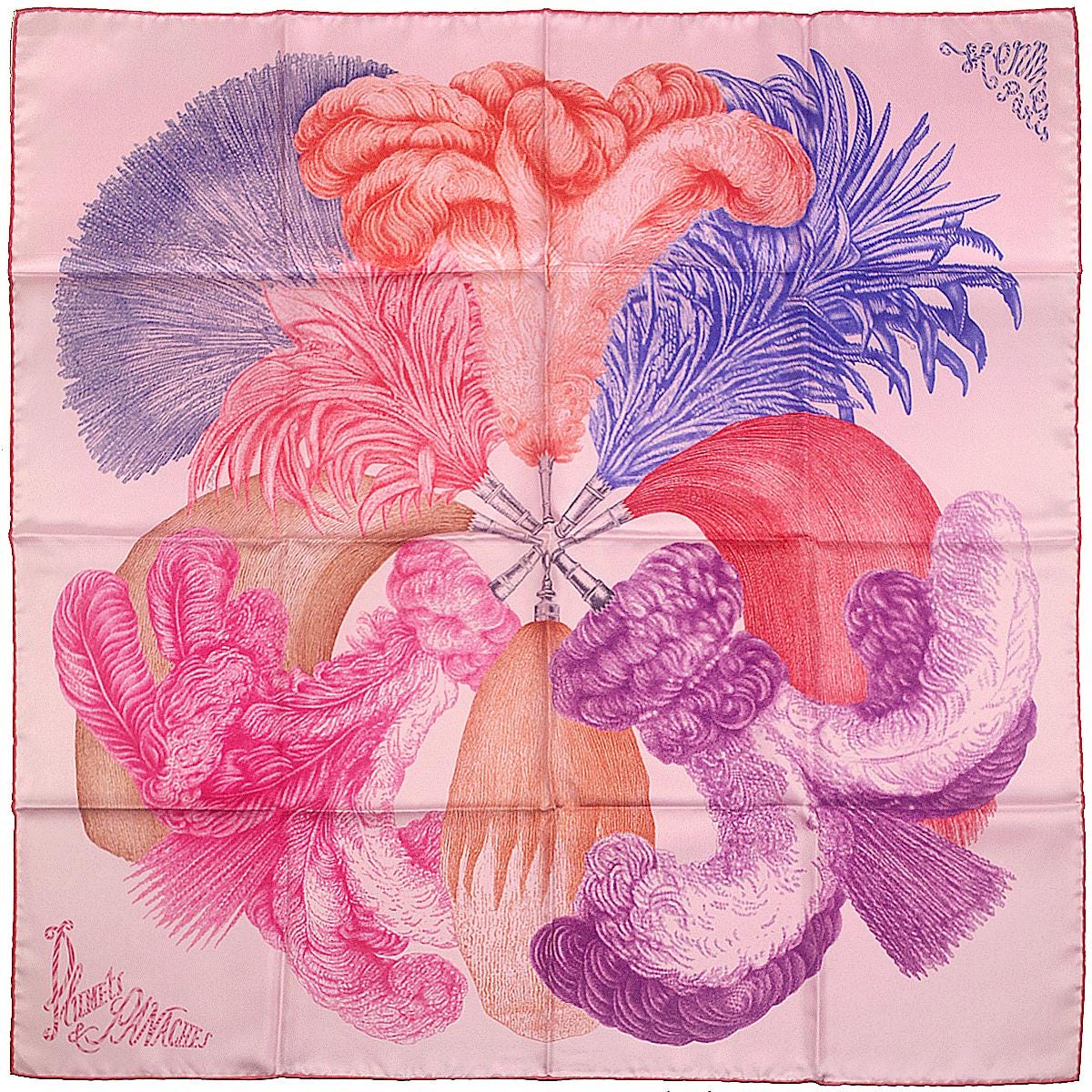 Hermes Scarf "Plumets et Panaches" by Florence Manlik 90cm Silk | Carre Foulard