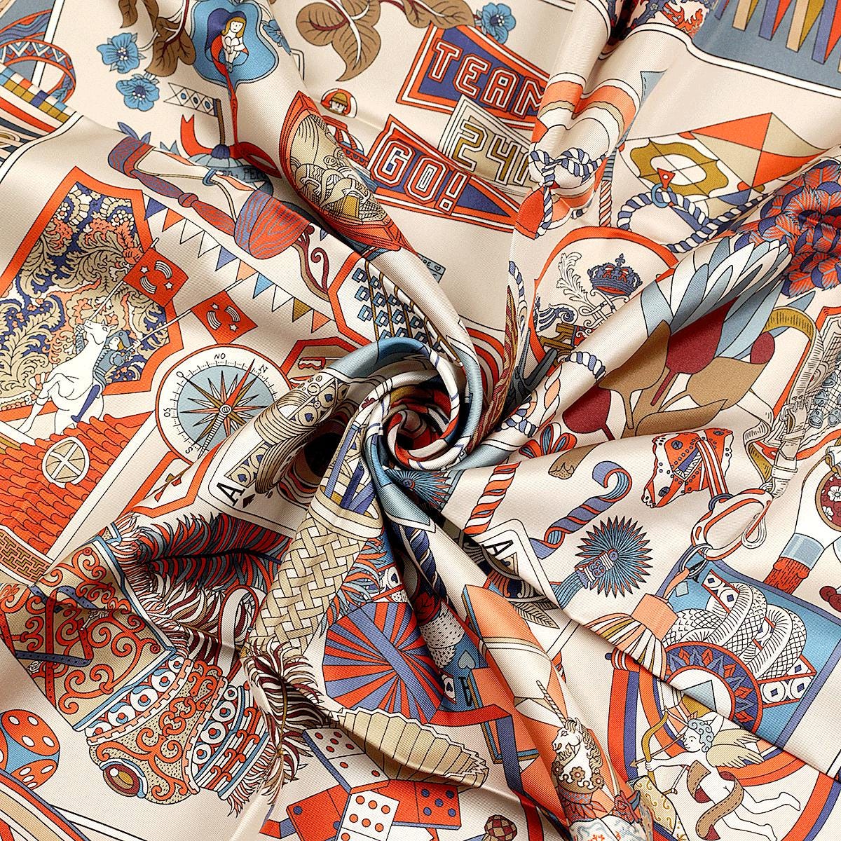 Hermes Scarf "De l'Ombrelle aux Duel" by Pierre Marie 90cm Silk Double Face Carre