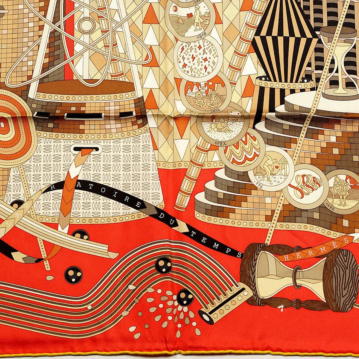 Hermes Scarf "Le Laboratoire du Temps" by Pierre Marie 90cm Silk | Carre Foulard
